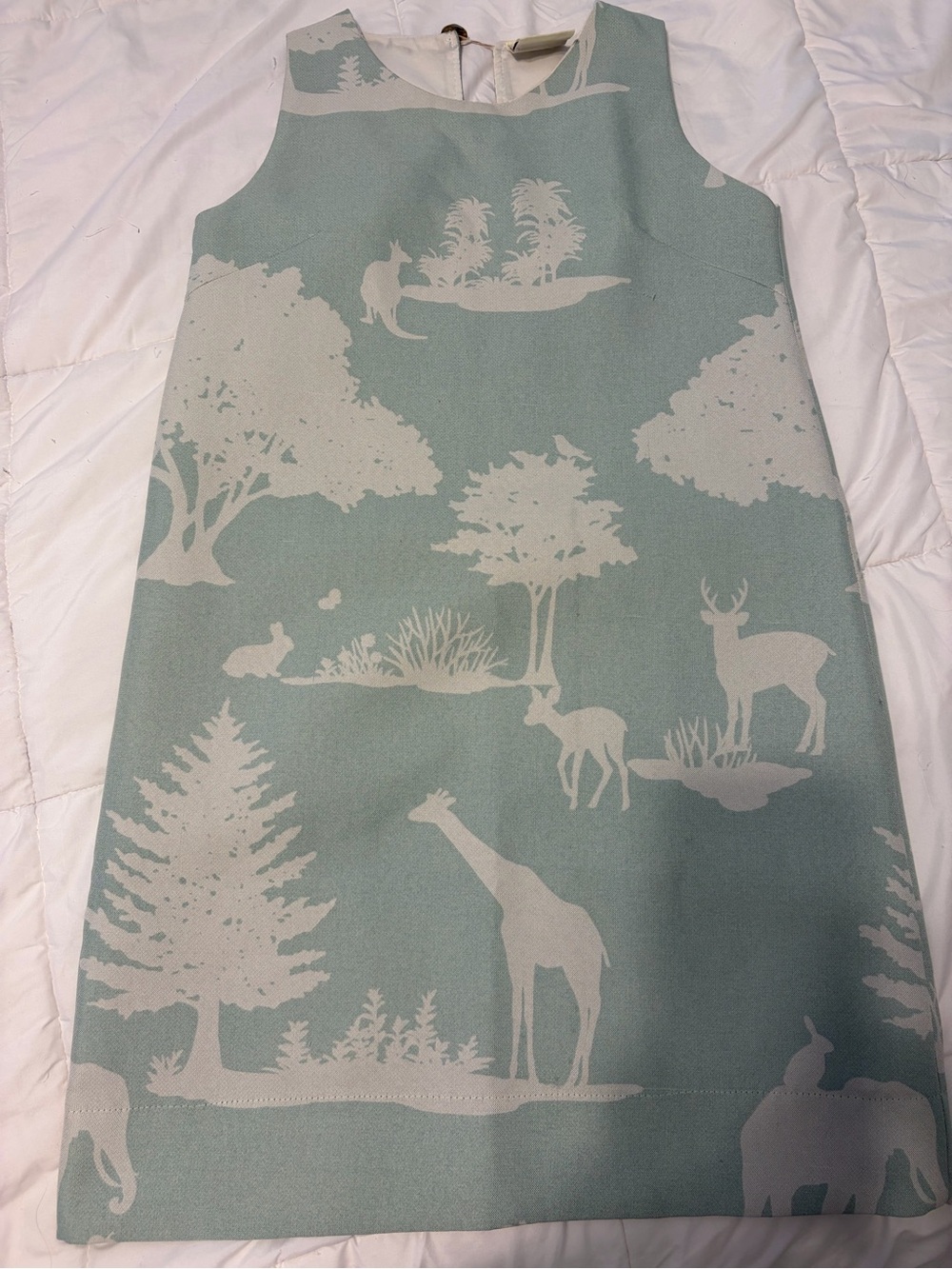 Sleeveless Mint Woodland Print Mini Dress